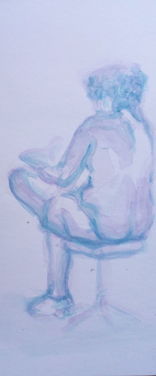 man reading a book (violet and blue) by Sara Radosavljevic