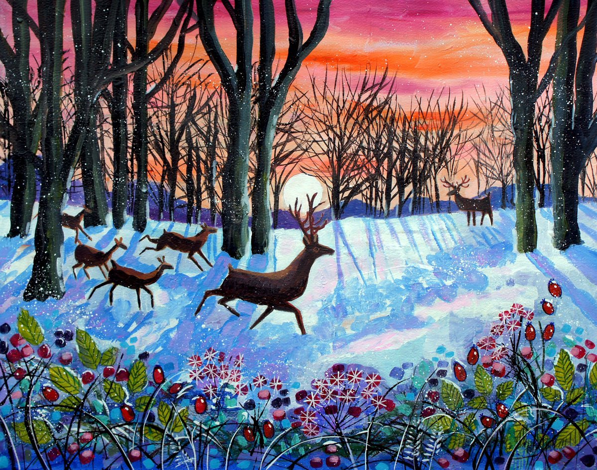Deer In The Clearing By Julia Rigby, 26 X 20, Artwork For Sale On Artfinder