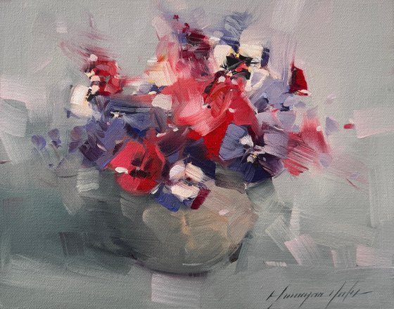 Vase of Pansies