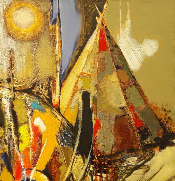 Desert sun (70x90cm, oil/canvas, ready to hang)
