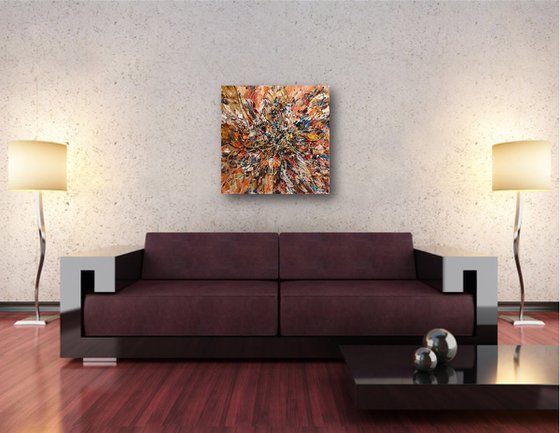 Fall is here - Original abstract painting, red brown wall art canvas, palette knife