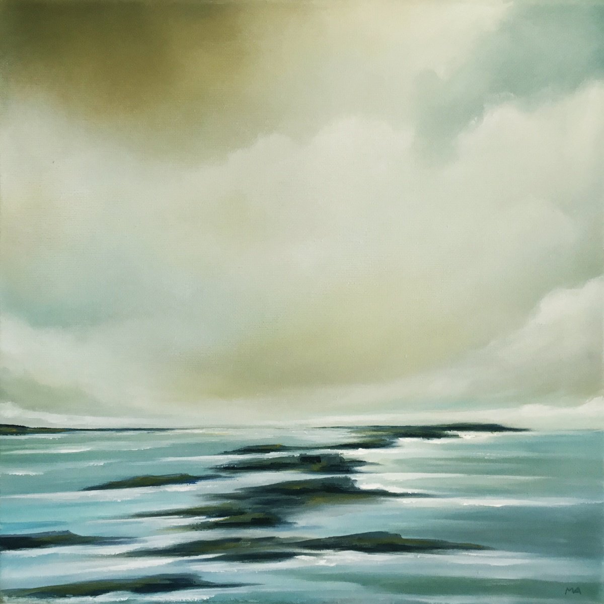 Passing Through Original Seascape Oil Painting on Stretched Canvas Oil painting by MULLO ART