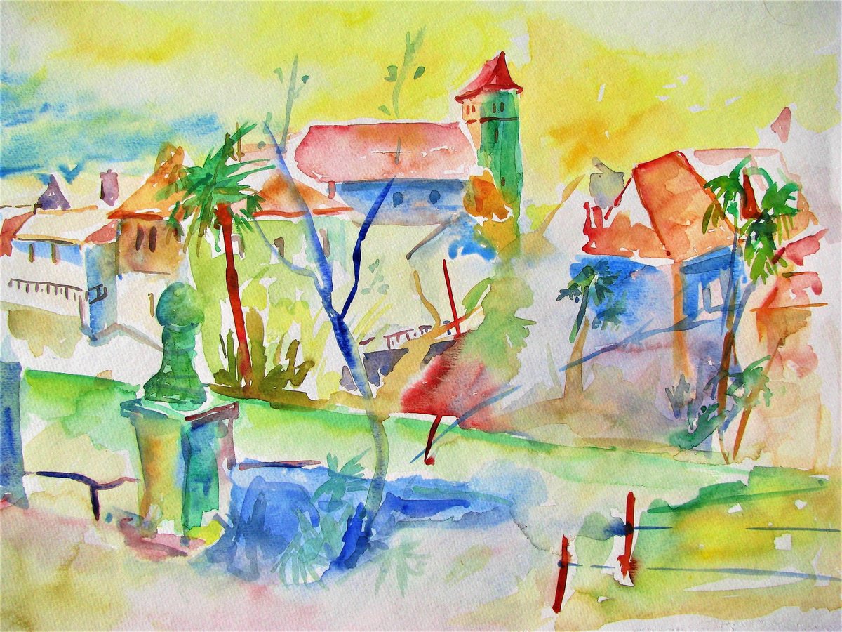a French village Watercolour by JeanNoël Le Junter Artfinder