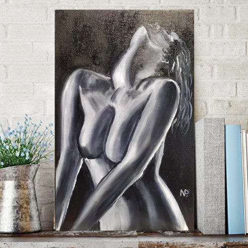 Natalya, erotic nude girl , passion girl oil painting, gift idea, bedroom painting by Nataliia Plakhotnyk