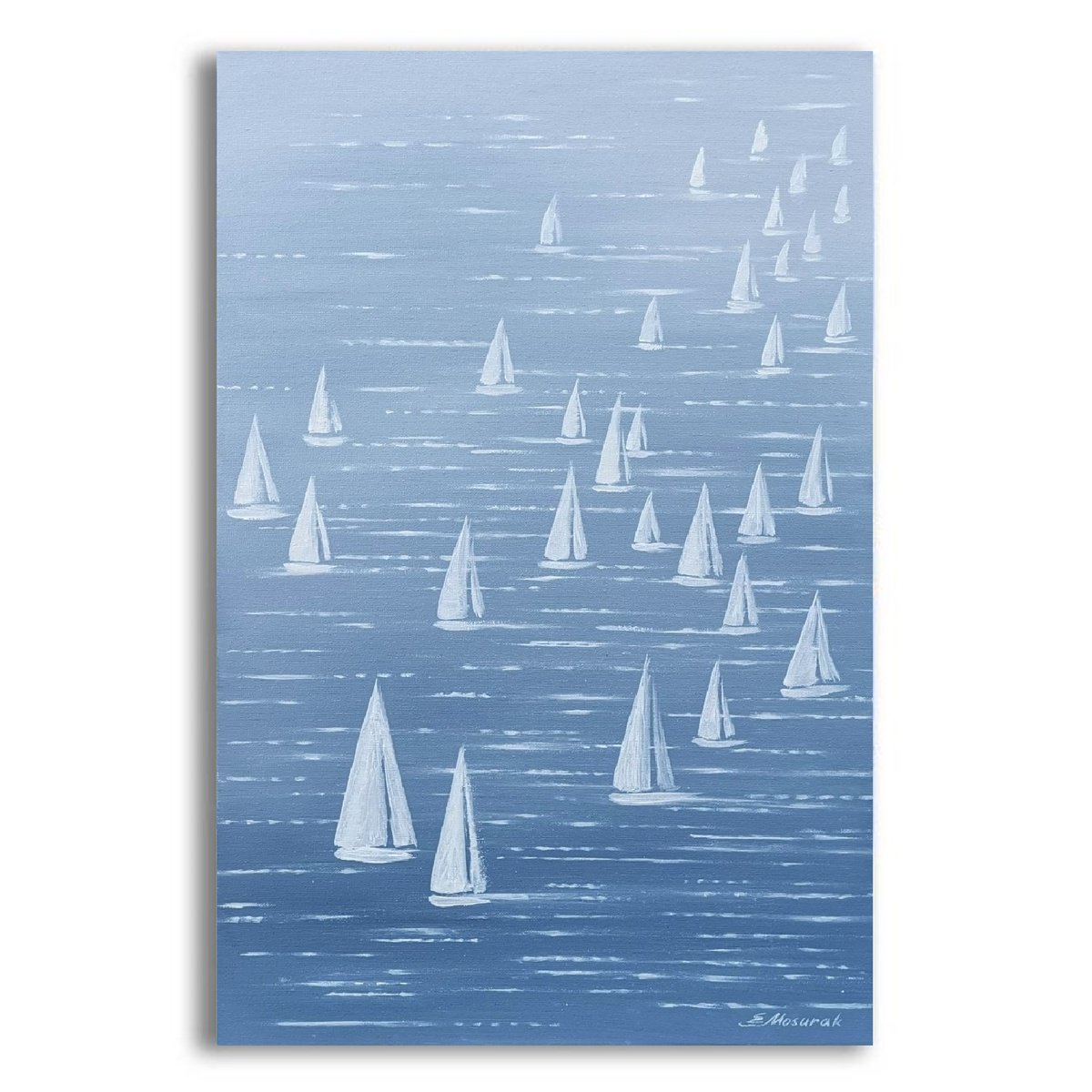 Impressionistic Landscape Oil Painting By Elena Mosurak, 16 X 24, Regatta. Greece., Original Artwork