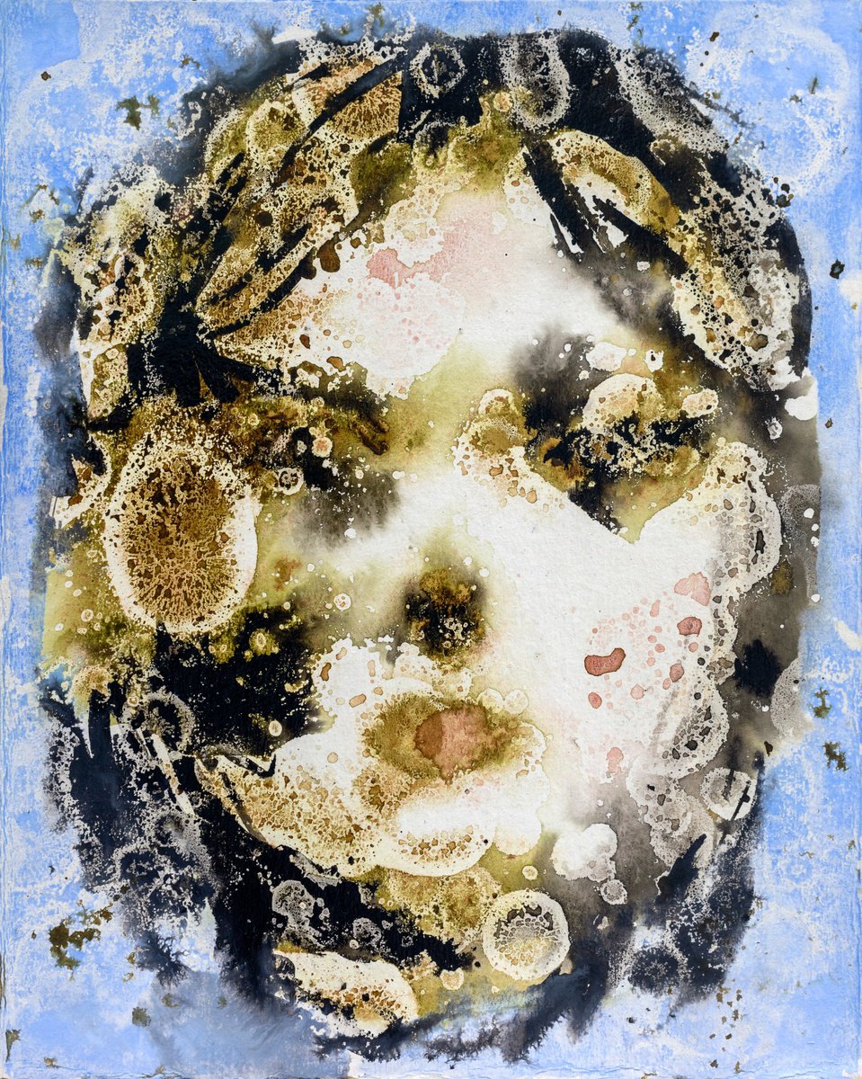 Expressive Portrait Painting By Edel Alonso Bello, 8 X 10, Gaze, Original Artwork