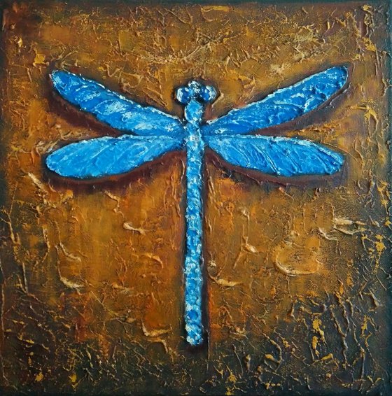 Blue dragonfly, 40x40 cm.