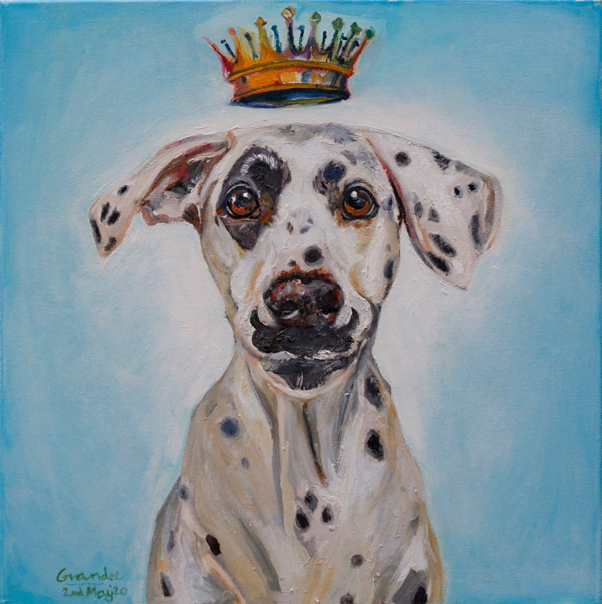 Illustrative Animal Oil Painting By Gandee Vasan, 24 X 24, King Mario, Original Artwork