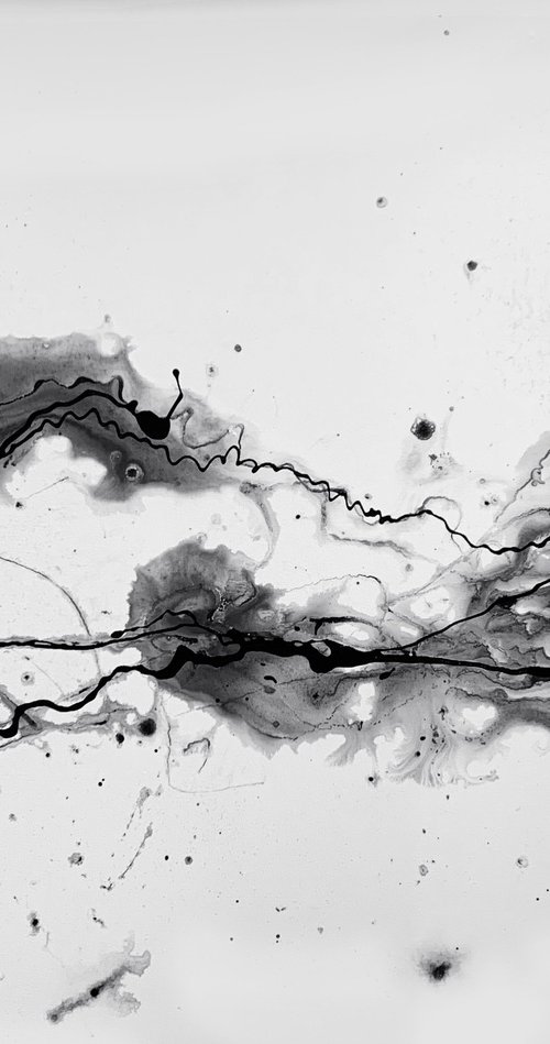 Black and White Energy Abstract Large Contemporary Art by Carol Wood