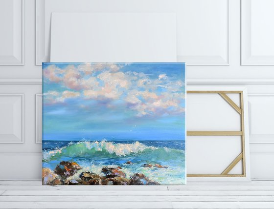 Sea oil painting, Seascape canvas art