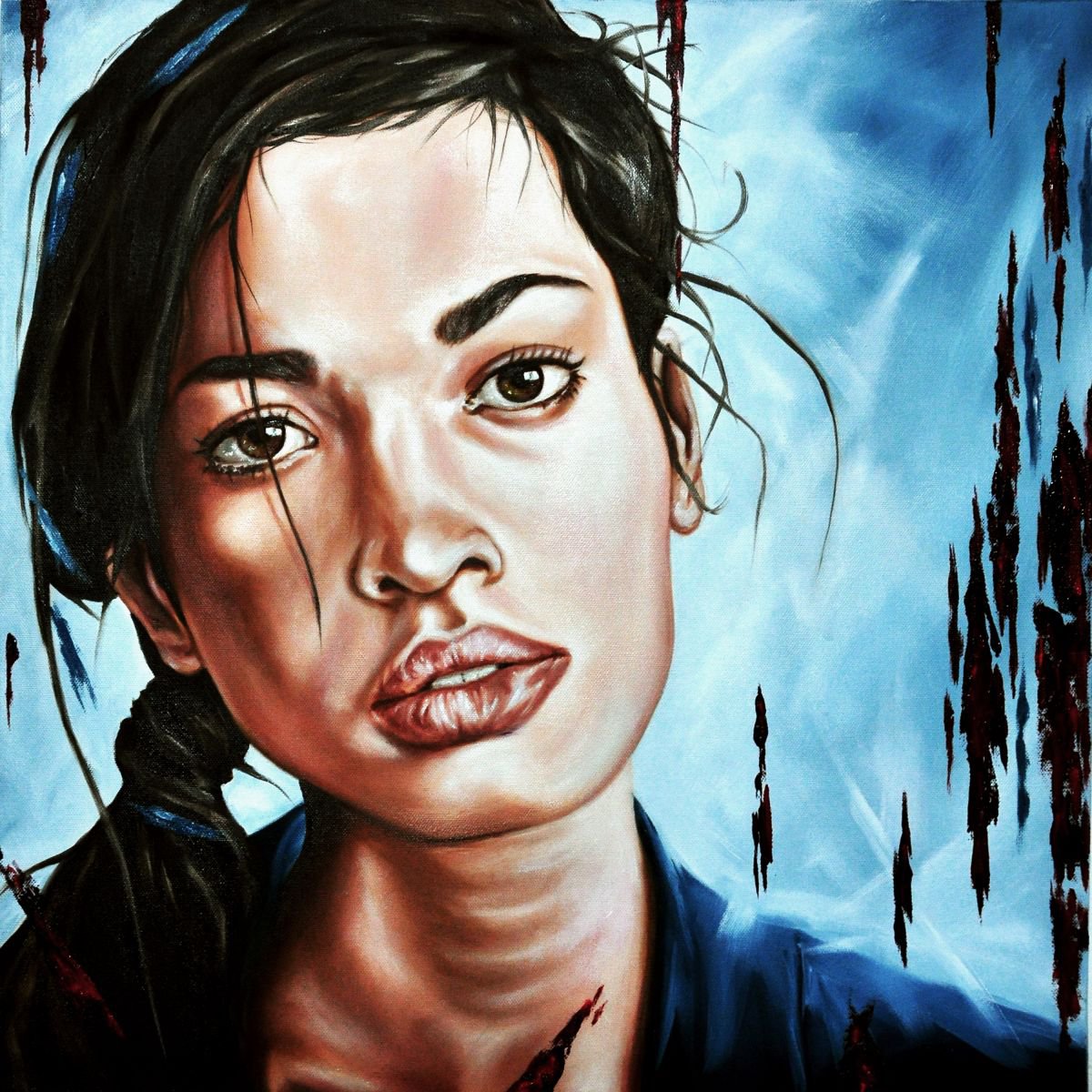 Expressive Portrait Oil Painting By Mullo Art, 24 X 24", Inside Out, Original Artwork