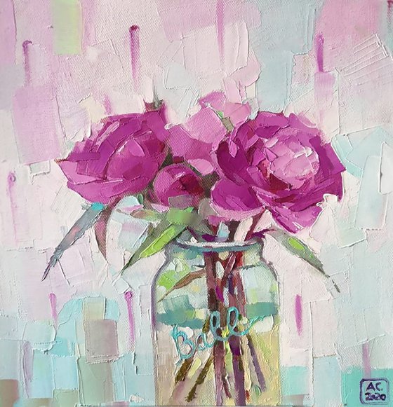 the painting with peonies