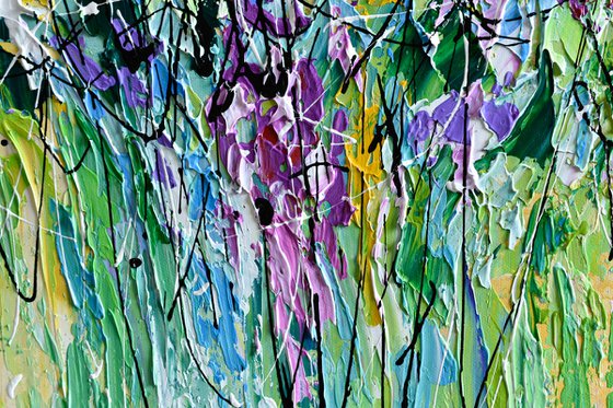 Summer Breeze - Abstract Wildflower Meadow, Palette Knife Art