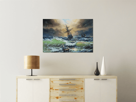 Restless sea -2 (60x90cm, oil painting)