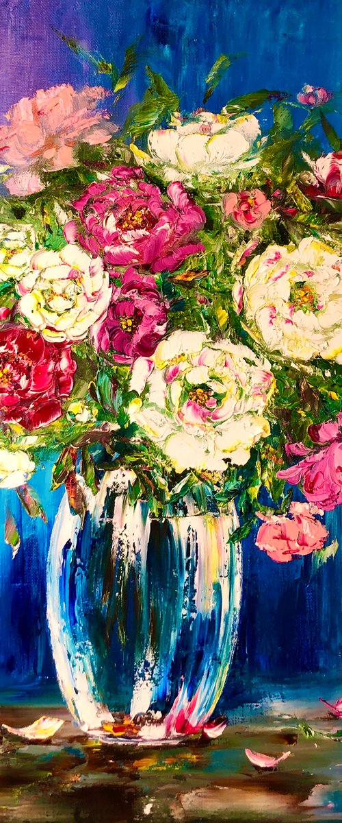 EVENING BOUQUET - Roses. Pions. Eustoma. Ranunculus. Gardenia. Pink. Purple. Softness. Pomp. Camellia. Very Peri. by Marina Skromova
