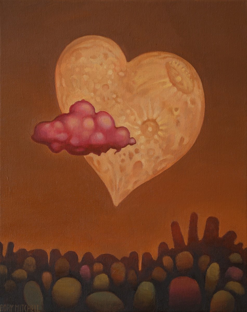 Naive Landscape Oil Painting By Rory Mitchell, 13 X 16", Lunacy 1: The Old Cynic, Original Artwork