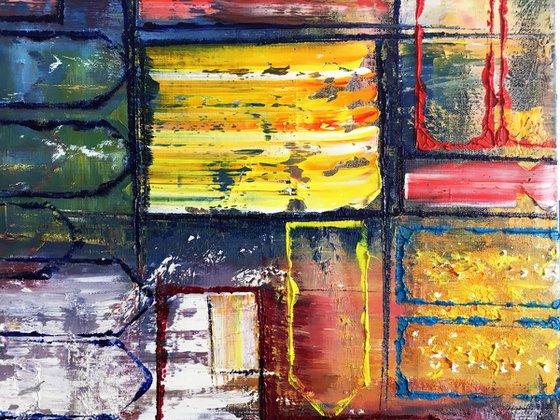 "Take It From Me" - FREE USA SHIPPING - Original Large PMS Abstract Diptych Oil Paintings On Canvas - 54" x 24"