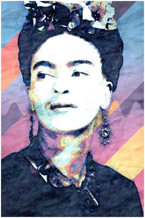 Frida Kahlo Portrait - Pop Art Modern Poster 2 Stylised Art by Jakub DK - JAKUB D KRZEWNIAK