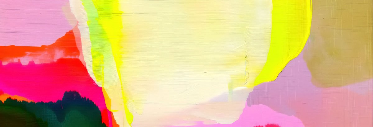 Abstract Acrylic Painting By V+V Kniazievi, 59 X 20", Kiss Of Lime And Pink #3, Original Artwork