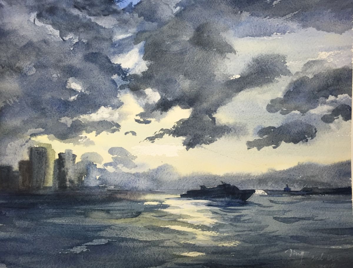 Impressionistic Landscape Watercolour By Jing Chen, 16 X 13, Escape, Original Artwork