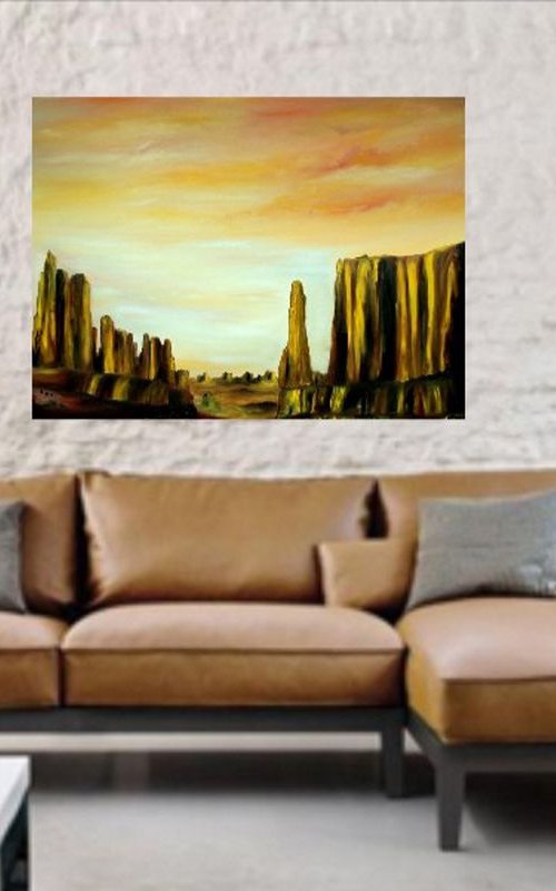 Golden Desert; large deep canvas by Nella Alao
