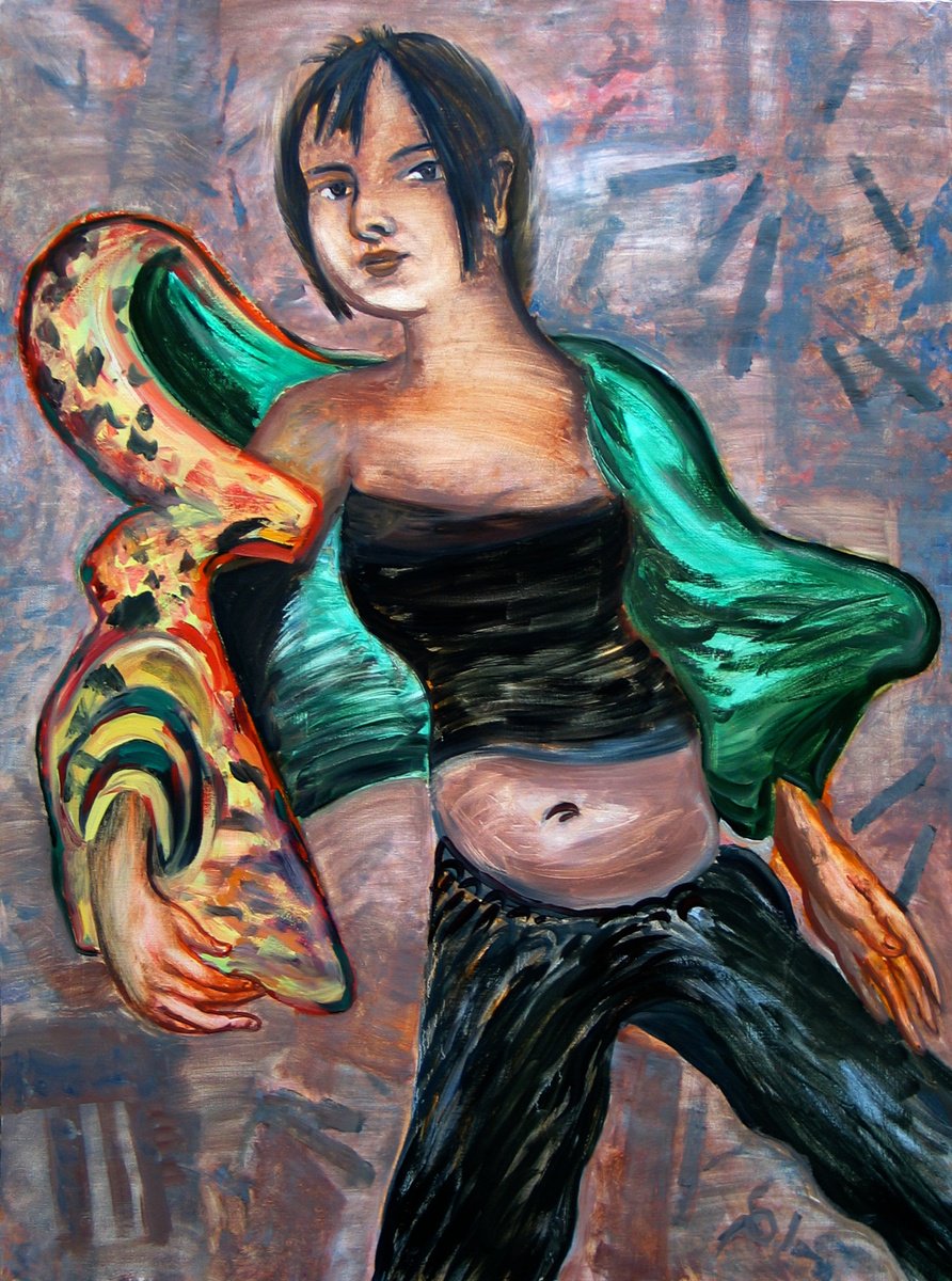 Expressive Portrait Oil Painting By Frank Creber, 30 X 40, Combustion, Original Artwork