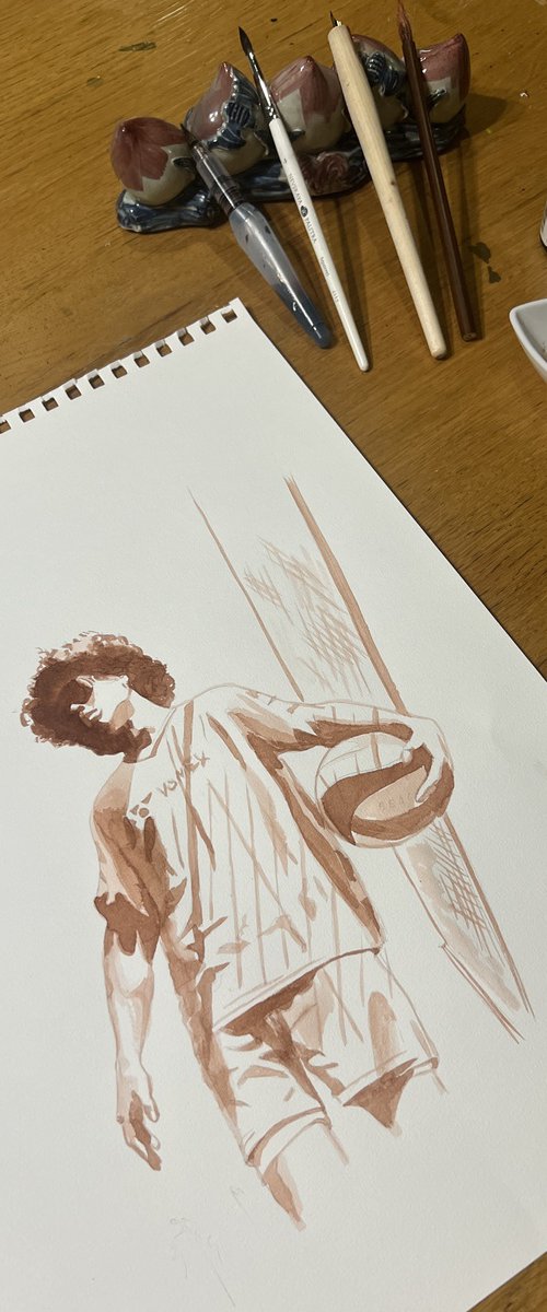 Volleyball Player ink drawing by Anastassia Markovskaya