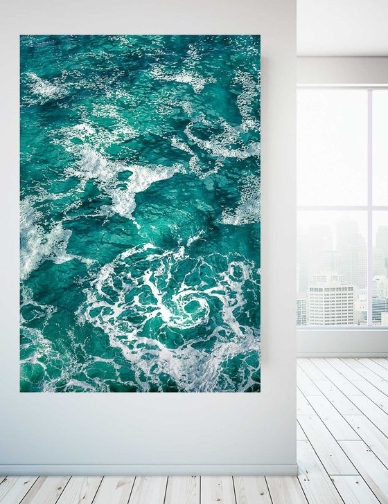 Silk Seas - Teal and white canvas seascape