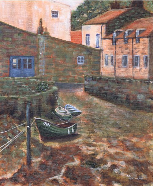 Boats in the Beck, Low Tide, Staithes by Michele Wallington