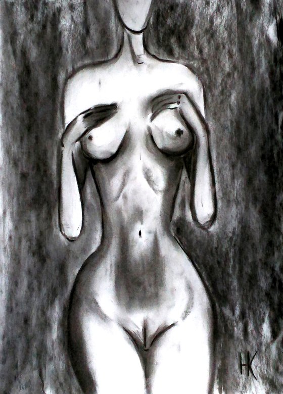 Woman Nude Charcoal Art