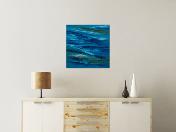 Sky Element III, 60x60 cm, Deep edge, Original abstract painting, oil on canvasi