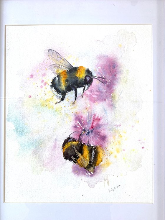 Watercolour Bumble Bees