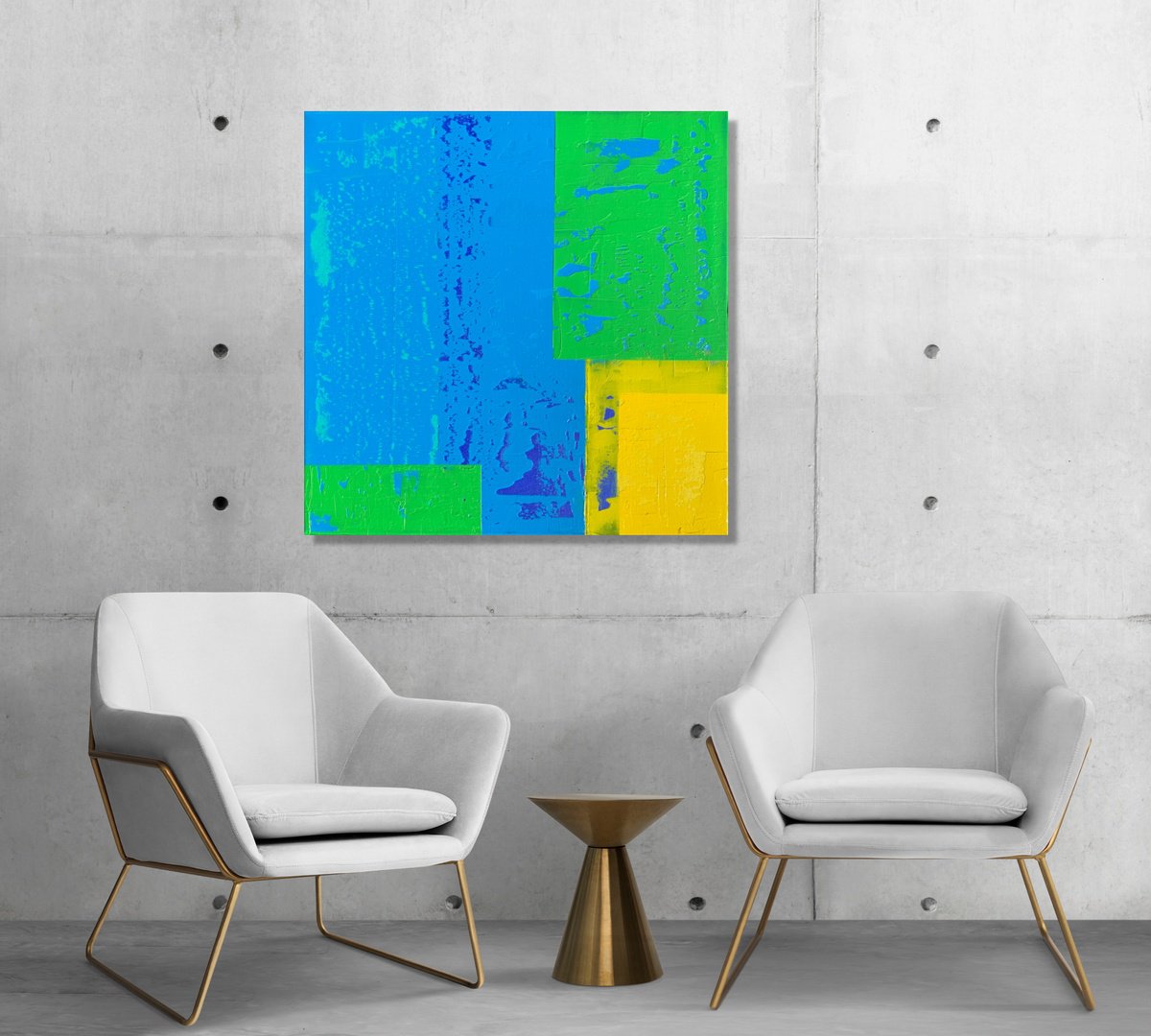 Abstract Acrylic Painting By Julijana Ravbar, 20 X 20", Into The Blue, Original Artwork