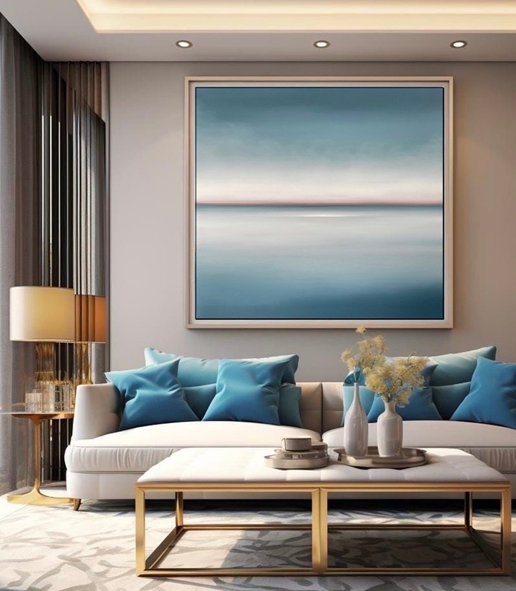 Surrealistic Landscape Oil Painting By Larissa Uvarova, 39 X 39", Horizon Of Emotions #70, Original Artwork