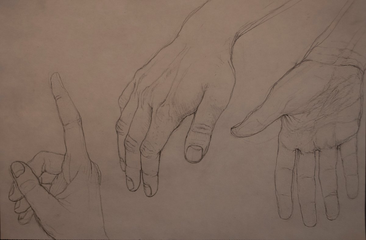 Hand Study  - Three hands by Nikola Ivanovic