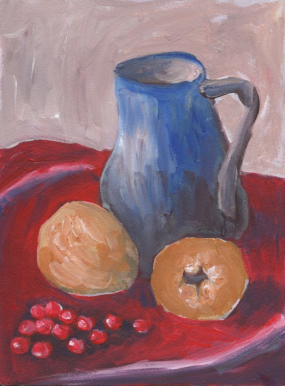 Quinces And A Blue Jug