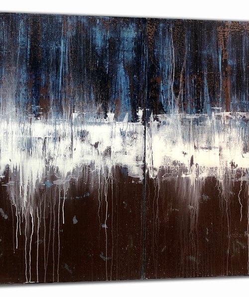 Big Blue & Brown (96x48in diptych) by Robert  Tillberg