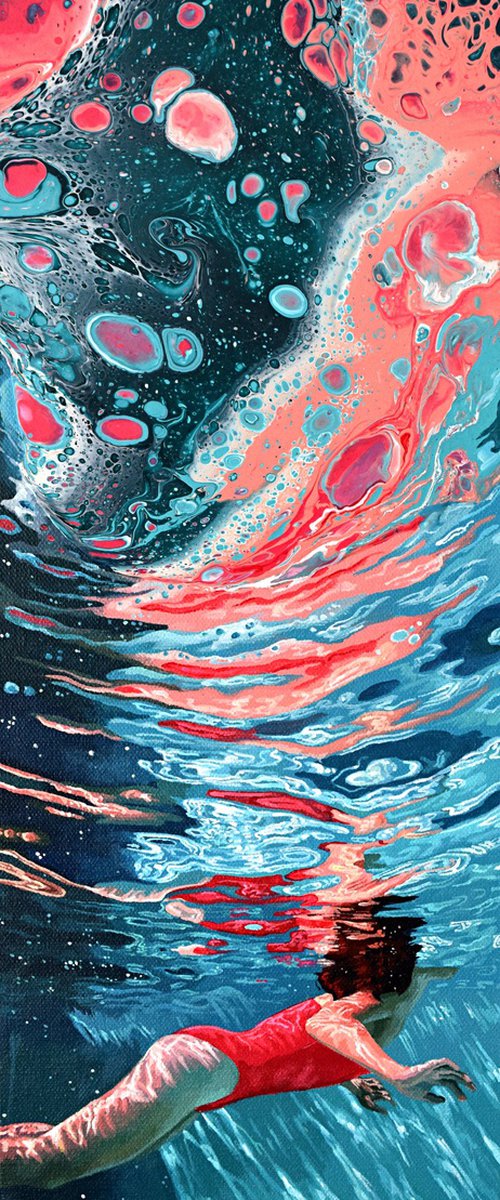 Reincarnation - Swimming Painting by Abi Whitlock