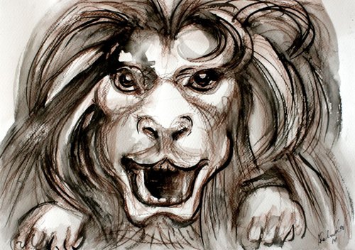 lion Snarling by Alex Solodov