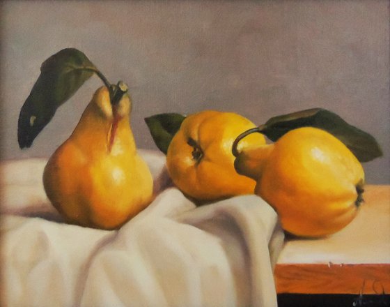 Still life with pears (24x30cm, oil painting, ready to hang)