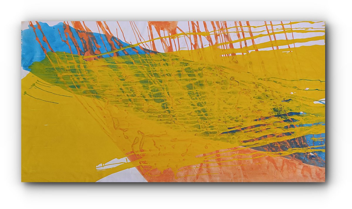 Expressive Abstract Acrylic Painting By Angel Rivas, 79 X 43, Melt, Original Artwork