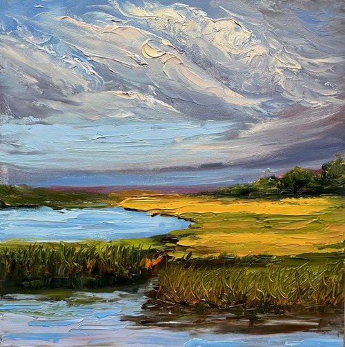 Cape Cod Marshes of Massachusetts impasto by Kateryna Boykov