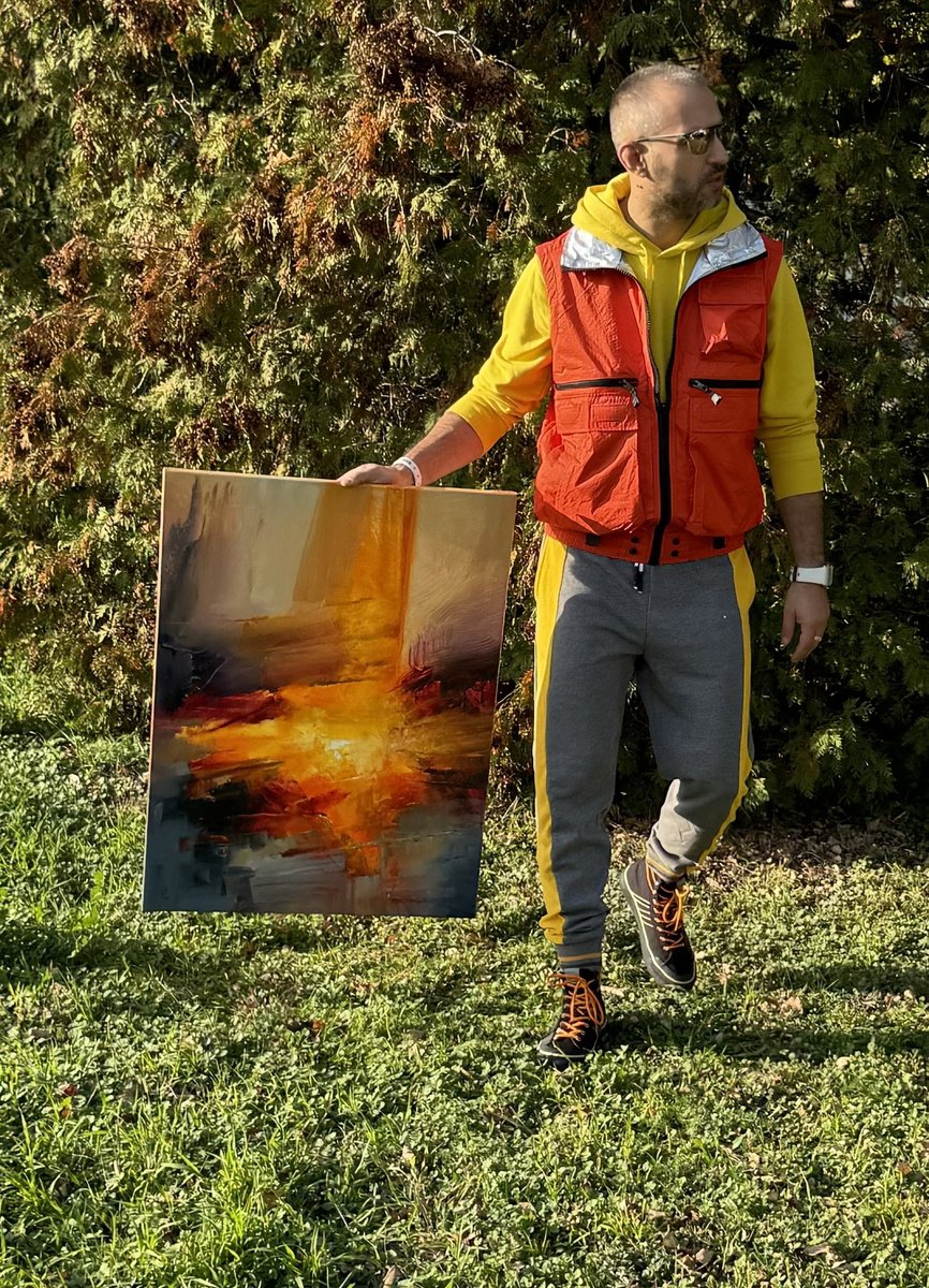 Abstract Landscape Acrylic Painting By Ivan Grozdanovski, 24 X 31, Agartha - The Core, Original Artwork