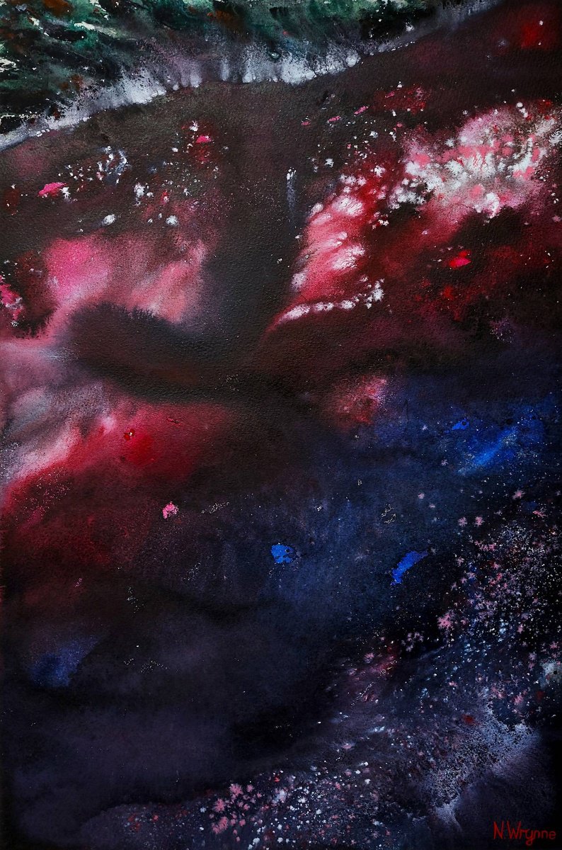 Expressive Abstract Painting By Neil Wrynne, 15 X 22", There Is No Light, Original Artwork