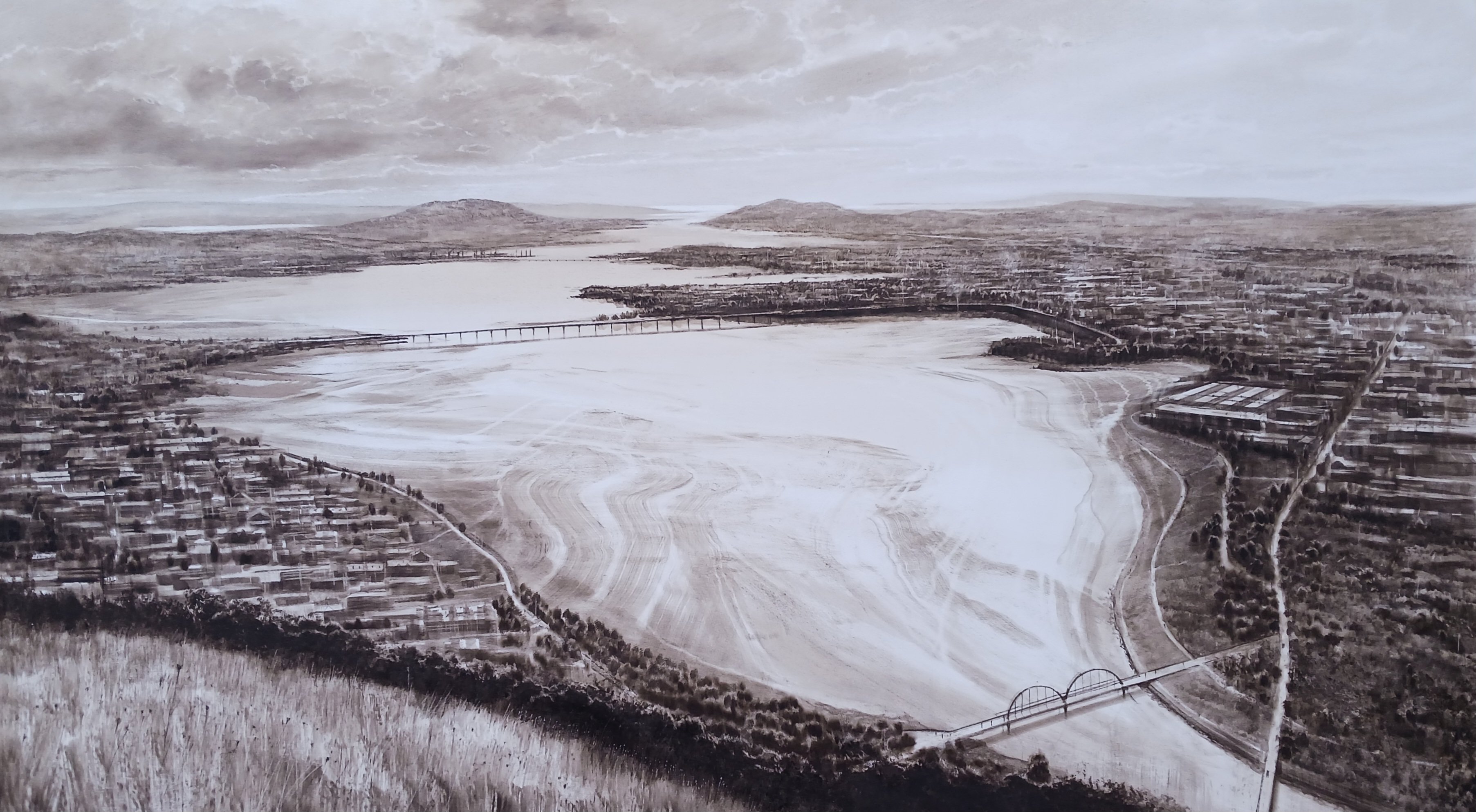 Expressive Landscape Oil Painting By Rafael Carrascal, 59 X 32", Baixamar, Original Artwork