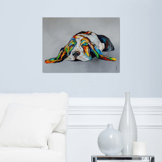 Dreaming basset hound