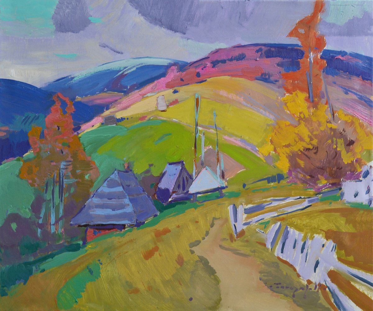 Impressionistic Landscape Oil Painting By Alexander Shandor, 28 X 24, Street Edge, Original Artwork