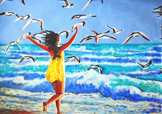 At the beach / 89 x 63.5 cm