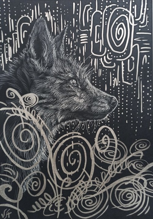 Fox in the grass (silver) by Alona Vakhmistrova