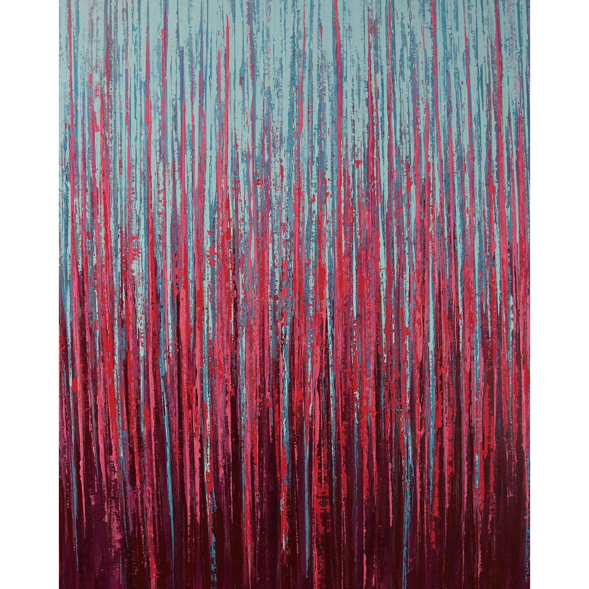 Expressive Abstract Acrylic Painting By Suzanne Vaughan, 24 X 30", Magenta Blue - Color Field, Original Artwork